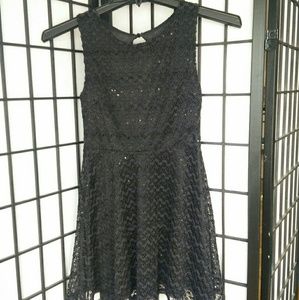 Crochet Sequin Keyhole Back Skater Dress